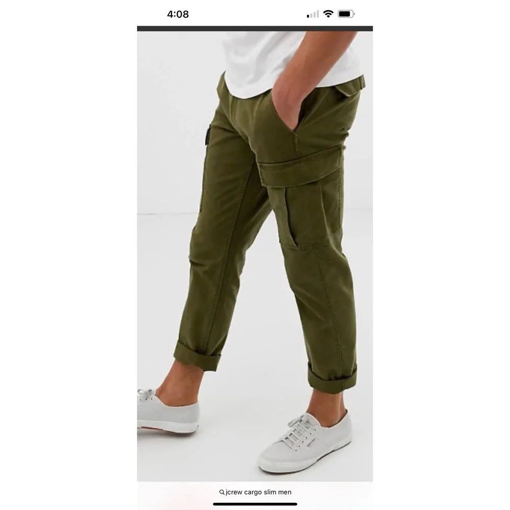 J Crew Flex Military Cargo Pants Mens 38x32 Slim Straight Green Twill Stretch